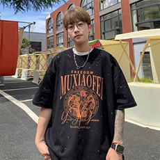 量大优供抖音视频支持得物配合二开美式满天星亮片短袖T恤MTX190，男装T恤，电商A486