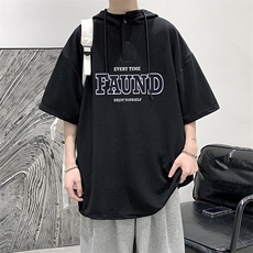 LD54295-P45NASA连帽短袖t恤男大码胖子带帽五分袖中袖，男装T恤，电商A040