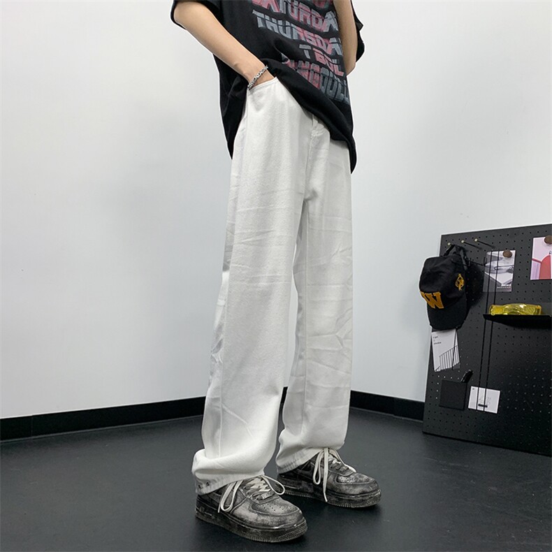 美式复古夏季纯色牛仔裤薄款潮牌新款宽松直筒休闲裤,男装休闲裤,星座410-7