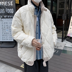 白色菱格棉服外套宽松立领保暖面包服棉衣M0906-P85，男装棉衣，星座308B-2