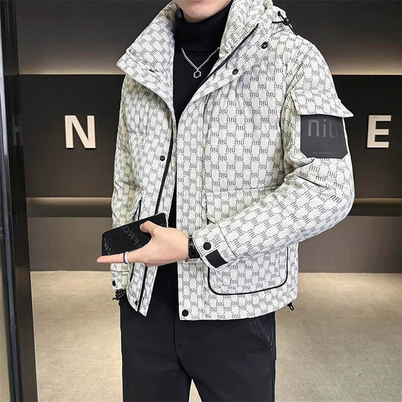 新做标50绒男士皮羽绒服冬季2025新款连帽外套A313-9159-P225,男装羽绒服,电商A313