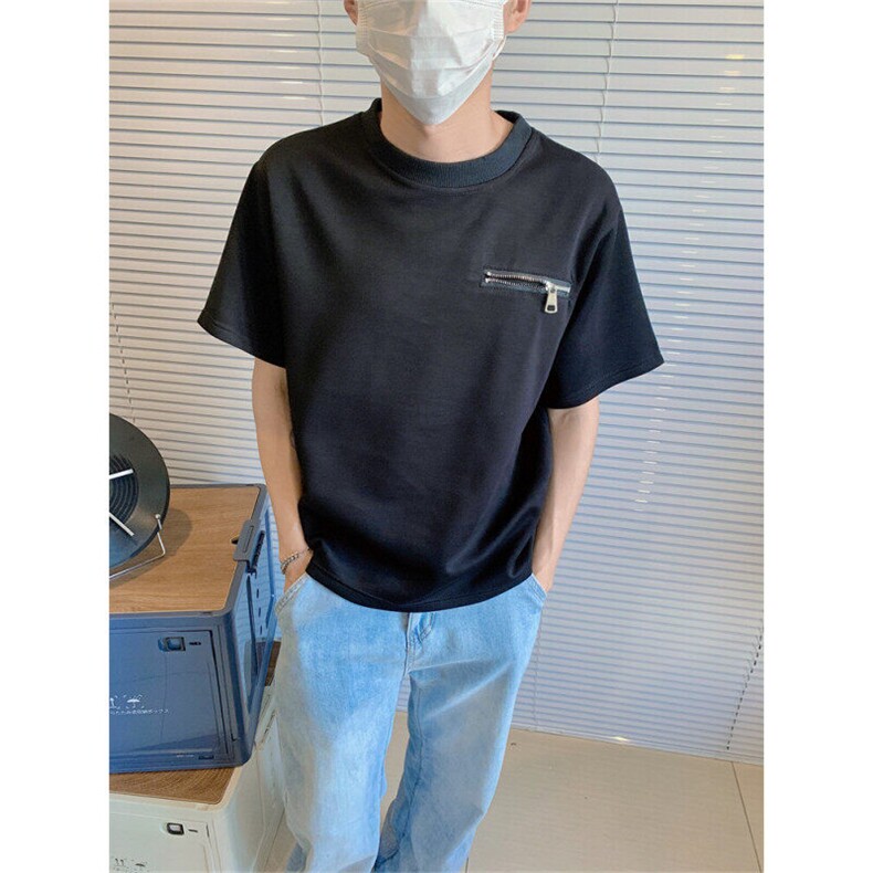 【现货自制】凉感纯色短袖T恤男夏季半拉链立领polo衫T06022TP35,男装Polo衫,星座1004（原星座815-3）