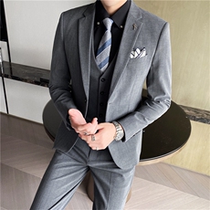 西服套装男条纹商务正装韩版潮流修身帅气新郎结婚礼服西装三件套，男装西服套装，星座505-2（原电商A260-1)