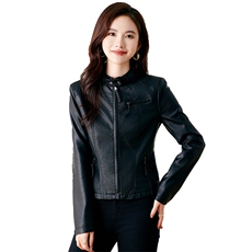2024春秋季女装新款大量现货时尚收腰显瘦立领短款皮衣，女装皮衣，魅衣本色