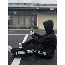 B221美式ins高街小众宽松三条杠运动牛仔裤LK23130-P60控78，男装牛仔裤，电商B221