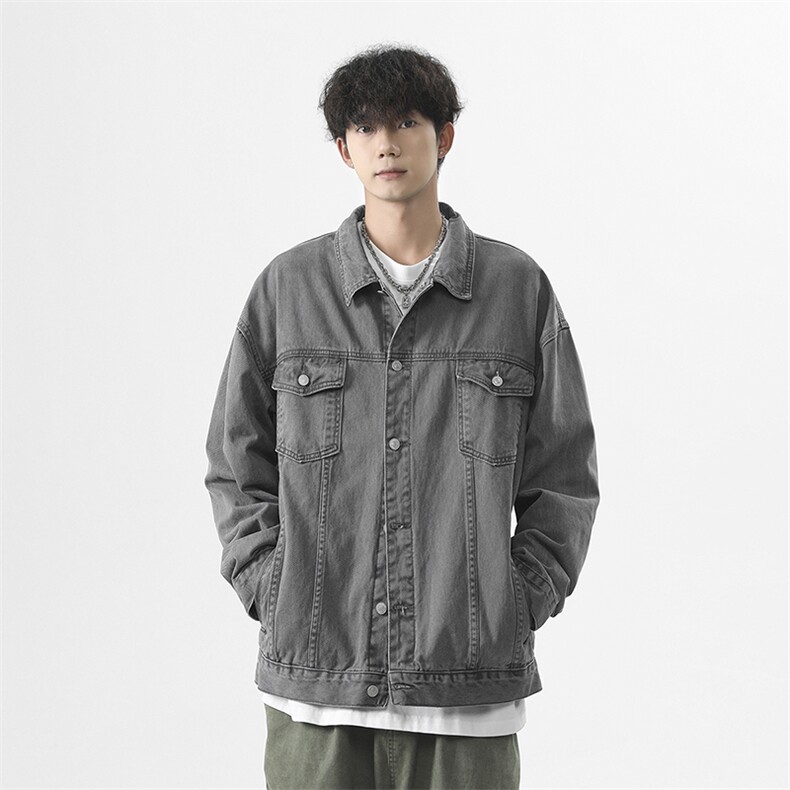 2026年新款港风日系水洗做旧拼接款翻领牛仔夹克外套JK1396-P83,男装工装外套,星座313A(原308A-2)