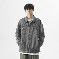 2026年新款港风日系水洗做旧拼接款翻领牛仔夹克外套JK1396-P83，男装工装外套，星座313A(原308A-2)
