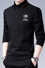 长袖t恤男保罗翻领polo衫商务休闲中年男士宽松刺绣纯色上衣男装,男装T恤,电商B212（原钱塘6029）