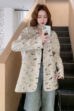 中长款印花西装外套女2C317A-8529-P155-K218，女装西装，2C317A