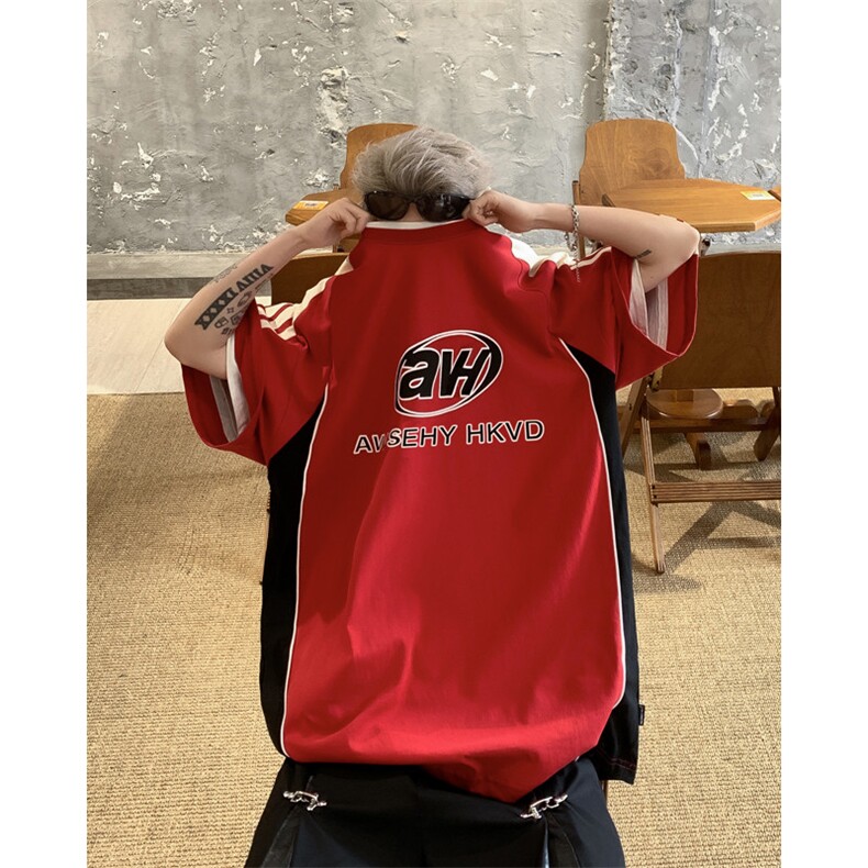C357-P38美式复古潮牌短袖体恤2024夏季新款条纹宽松T恤男现货,男装T恤,星座512-6