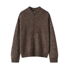 2025年秋季时尚百搭通勤简约休闲半高拉链，女装羊毛衫，凯思米羊绒