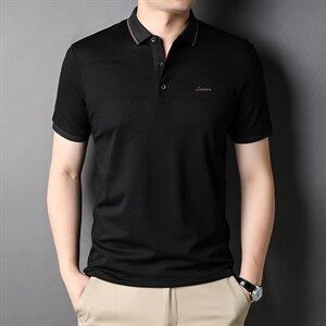夏季新款男士翻领短袖t恤中年有领男装上衣服休闲POLO衫图片