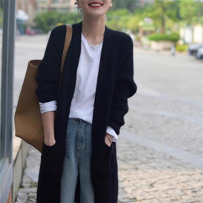 2025年秋季时尚百搭通勤简约休闲羊毛开衫，女装羊毛衫，锦弘羊绒