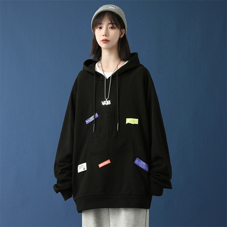 7XL-M 2023秋季新款慵懒风连帽卫衣男女无性别中性风上衣加大码图片