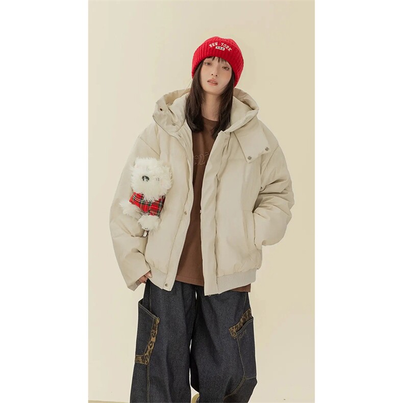现货5W件冬季三防重磅boxy短款羽绒连帽PU皮棉衣外套防风加厚棉服，男装棉衣，电商A486-1