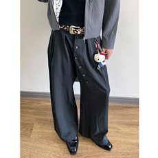 高街排扣设计感西裤男夏美式冰丝休闲裤潮牌垂感裤子ZYA362-P42，男装西裤，星座208-5