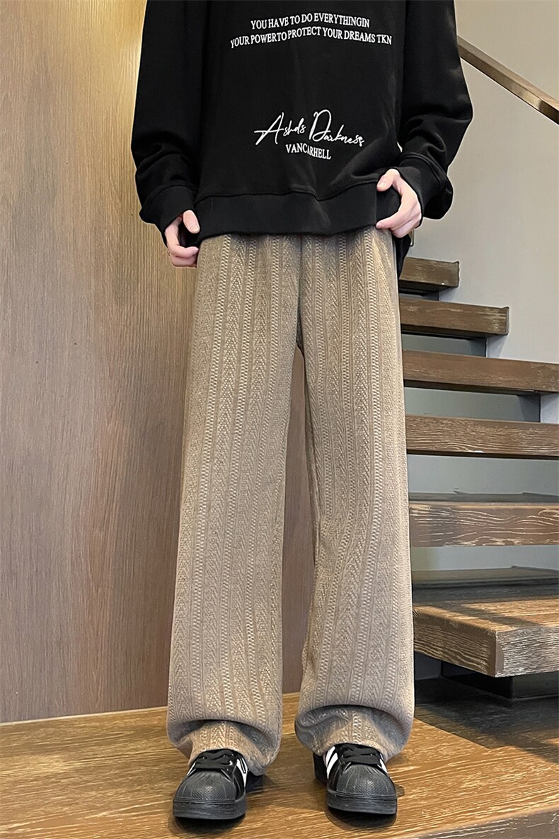 8XL-M麦穗纹雪尼尔阔腿裤男垂感休闲直通裤特大码卫裤K992P50控68,男装休闲裤,电商D206-1