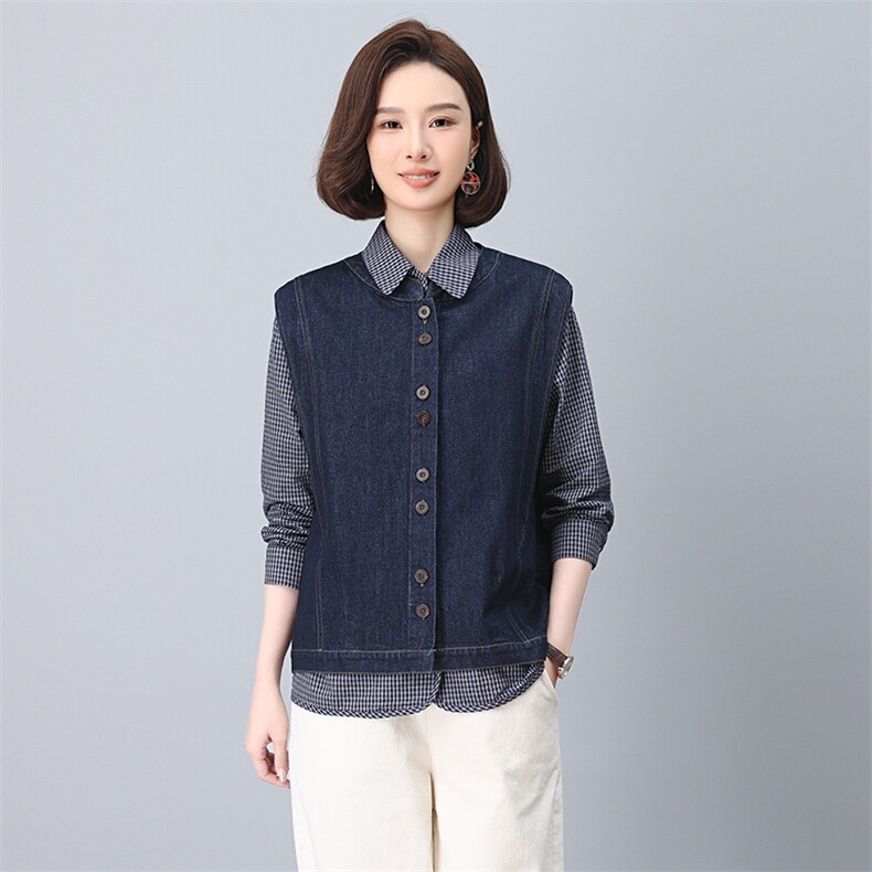 时尚百搭牛仔马甲2025年春季单排扣,女装马甲,小林双子