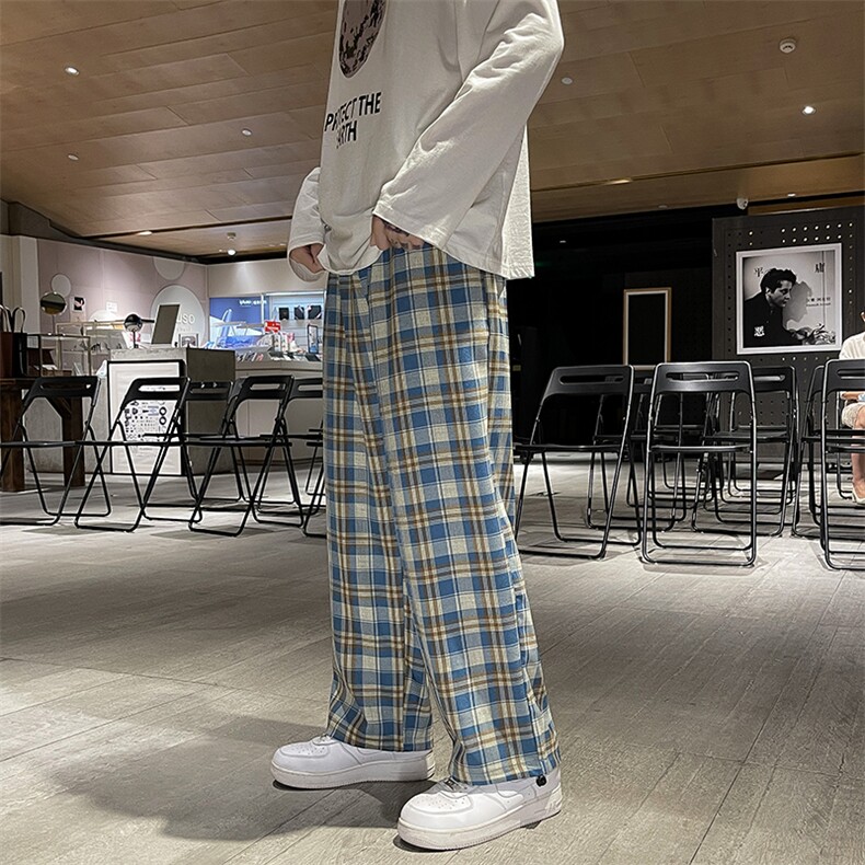 青春流行格子男休闲秋季宽松运动裤九分裤潮时尚潮牌K1483-P35,男装休闲裤,星座512-4