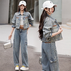 牛仔外套女洋气减龄显瘦春秋装2025新款轻熟风时尚气质两件套套装，女装套装/套裙，美拉德工厂直营店