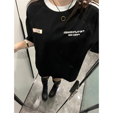 H0852-P35罗纹领袖子有标纯棉休闲短袖t恤男女同款，女装T恤，星座617A-2