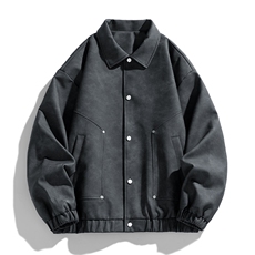 脏脏皮衣外套男装秋季工装夹克潮牌机车服复古PU皮上衣JK8806P70，男装皮衣，星座311B-1