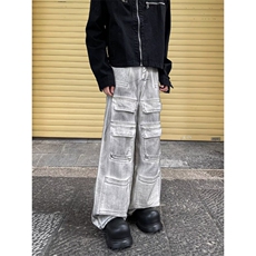 脏脏牛仔裤男女韩版潮流口袋个性高街2024秋冬ins长裤RK2246-P59，男装牛仔裤，星座412-2