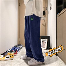 2025冬季原创港风加绒加厚灯芯绒休闲裤直筒裤灰 GK26-1-P55图片