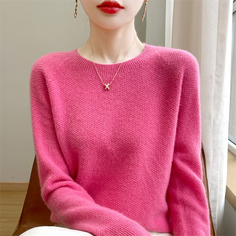 2025年秋季通勤时尚百搭通勤简约休闲圆领，女装针织衫/毛衣，大美人包芯纱店