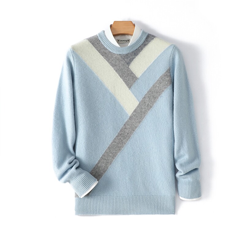 2024新品男士圆领毛衣加厚羊毛衫针织衫打底衫，男装羊毛衫，德晨羊绒