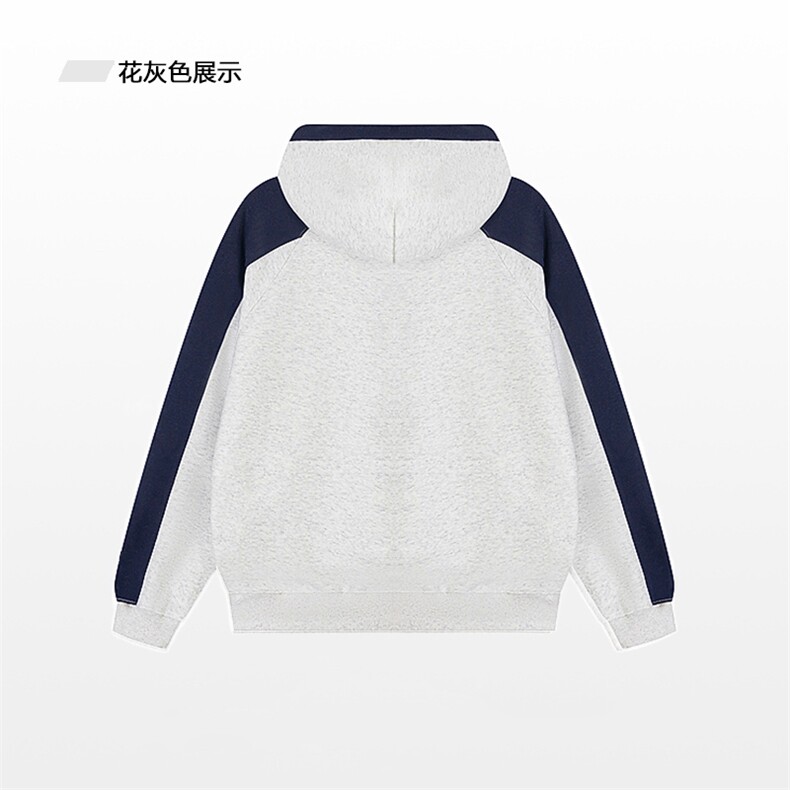 抖音得物二开25秋冬美式重磅全棉拼接撞色连帽卫衣外套CM32,男装卫衣,电商A486-1