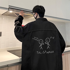 牛仔夹克男大码牛仔外套男茄克NJ77302-P60加绒款-P75，男装夹克，电商A040