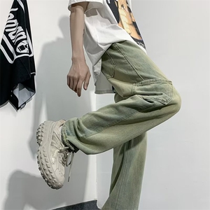 美式复古渐变牛仔裤vibe高街裤子设计感oversize阔腿裤CN3355-P45图片