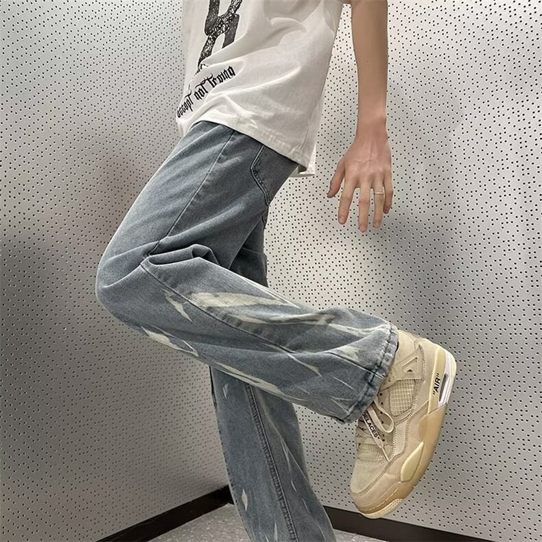 高街牛仔裤男韩版潮流染色2023秋夏季ins宽松百搭长裤RK912-P43,男装牛仔裤,星座412-3