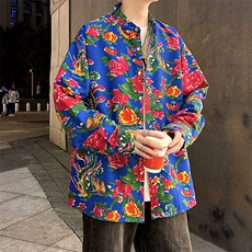 东北大花衬衫男长袖风复古礼服外套潮牌宽松上衣8018特P30，男装衬衫，电商A056