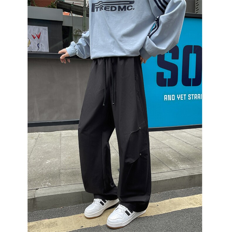 铆钉褶皱工装裤男秋季cleanfit美式高街直筒宽松港风拖地休闲长裤图片