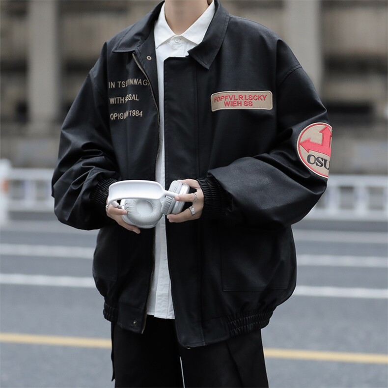 F28-P852024秋冬美拉德穿搭刺绣PU皮皮衣男美式复古夹克外套,男装夹克,星座512-6