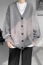 8XL-M大码V领开衫毛衣外套男日系复古宽松慵懒风针织衫KS002p55，男装针织衫/毛衣，电商B312