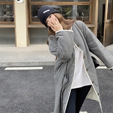 2B183-9003P225K338两面穿格纹慵懒宽松棉服搭围巾，女装短外套，2B183