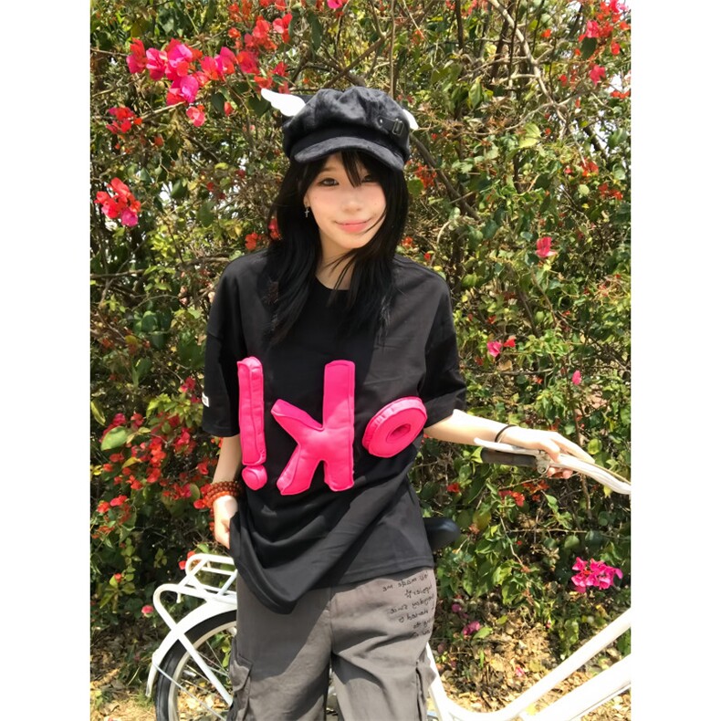 【有货】BK891CC-特P43美式复古立体字母短袖T恤男女,男装T恤,星座1007（原301D）