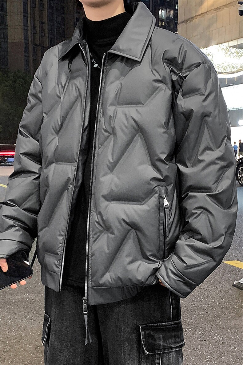 新款有报告冬季轻薄菱形格羽绒服潮外套新标90绒YR25335,男装羽绒服,星座301B-2（原A443-1）