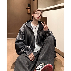 XZ809A/ZRNZ01/P115/控138美式牛仔水洗假俩件宽松休闲连帽上衣，男装夹克，星座809A(原222-1)