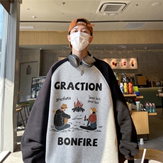 港风新款秋季时尚百搭宽松字母印花潮流卫衣WY20P48控68，男装卫衣，电商A247