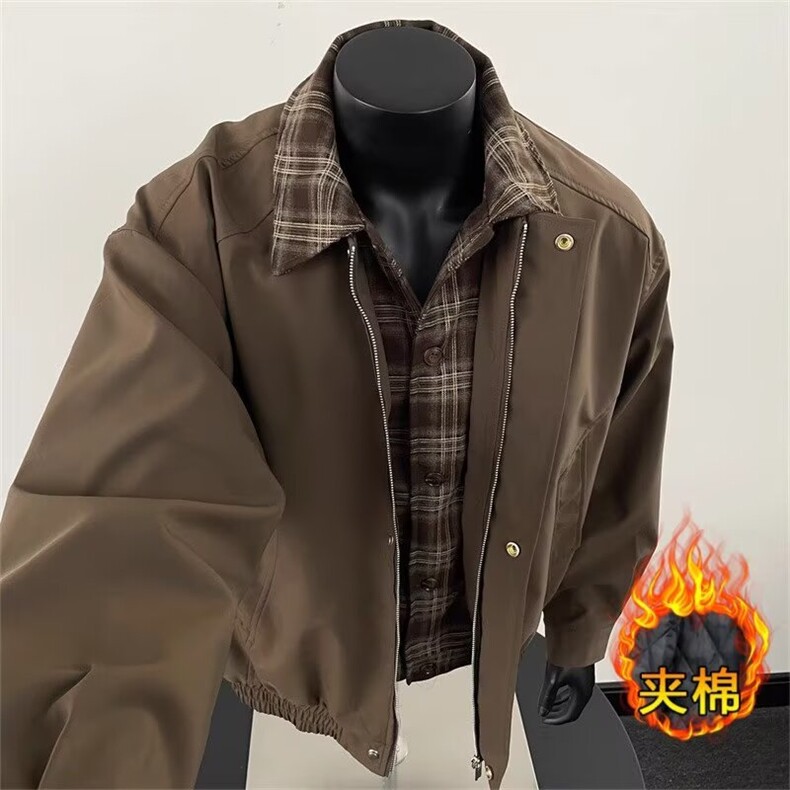 冬季设计感假两件休闲加厚棒球棉服男女情侣飞行员夹克棉衣外套，男装夹克，星座506A