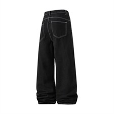 xz116-k16025-P35-图现货黑色拼接弯刀现货牛仔裤，男装牛仔裤，星座116