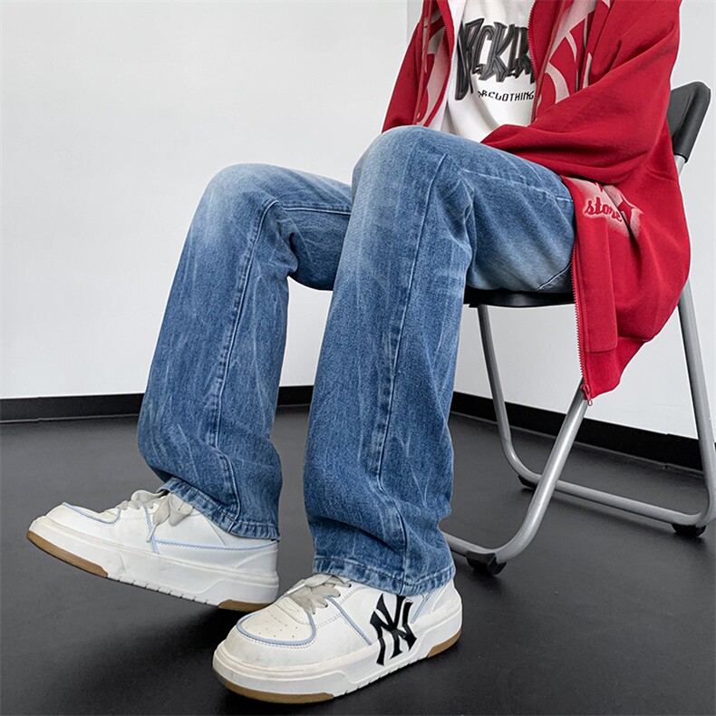 美式高街vibe重工艺做旧水洗hiphop直筒牛仔裤货号K2323P55图片