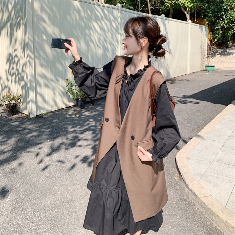 上新！2c113-1821-p195-k318连衣裙+马甲两件套,女装套装/套裙,2C113