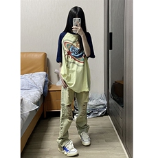 B221泥黄色高街小众ins美式拉链破洞牛仔裤子LK22041-P55控68，男装牛仔裤，电商B221