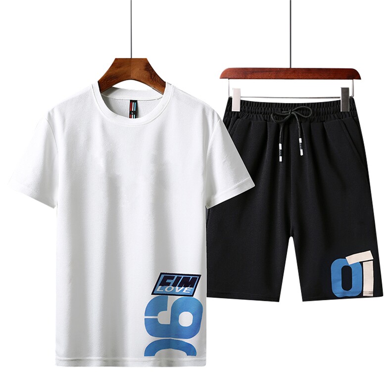 男士短袖t恤套装夏季休闲运动帅气一套潮流套装5013-TZ158-P25,男装休闲套装,星座1105