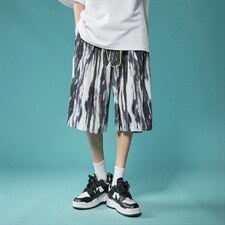 中性风扎染冰丝短裤休闲五分裤夏季运动裤大码男8009-P40,男装休闲裤,电商A059
